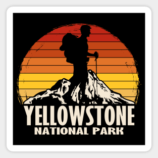 Vintage Retro Yellowstone National Park Hiking Magnet